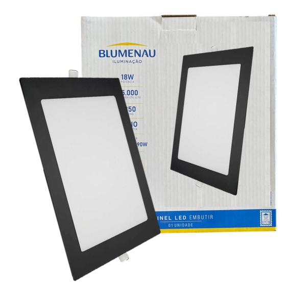 Imagem de Painel Plafon Quadrado Embutir 18w Preto Branco Neutro 4100k