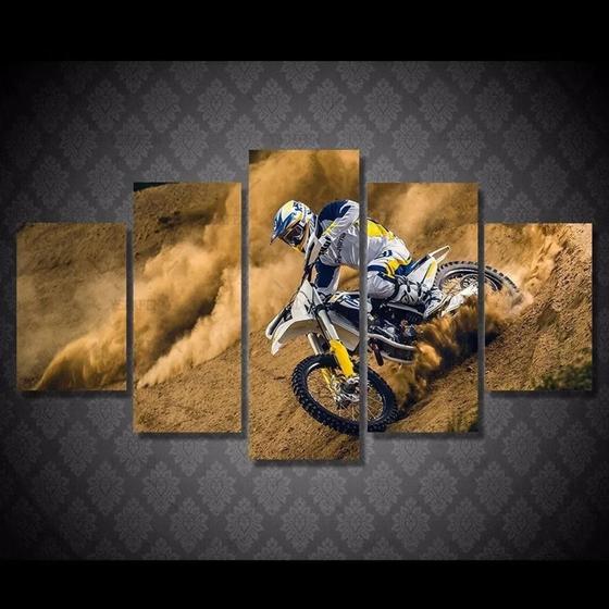 Imagem de Painel Quadro Mosaico Para Sala 5 Partes Motocross