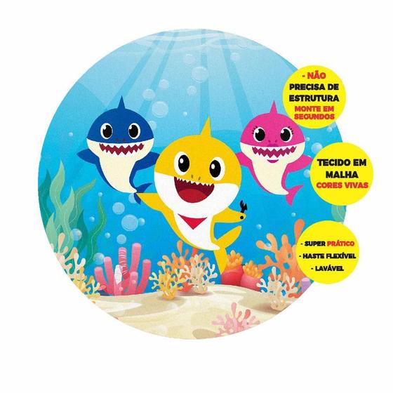 Imagem de Painel Redondo 3D Baby Shark Abre Fácil 1,50M X 1,50M