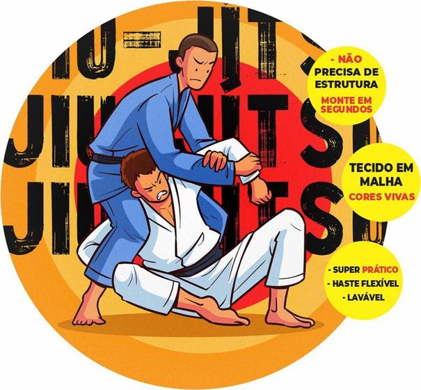 Imagem de Painel Redondo 3D Jiu-Jitsu Abre Fácil Tecido 1,50M X 1,50M