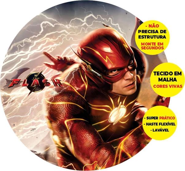 Imagem de Painel Redondo 3D The Flash Abre Fácil Tecido 1,50M X 1,50M