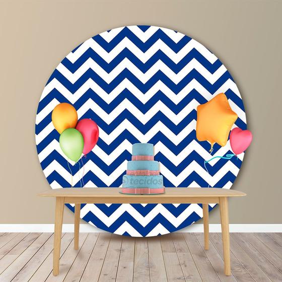 Imagem de Painel Redondo em Jacquard Estampado Chevron Azul Royal