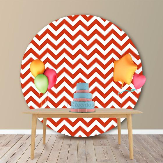 Imagem de Painel Redondo em Jacquard Estampado Chevron Vermelho