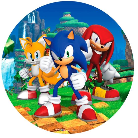 Painel Redondo Sonic Piffer Decoração Aniversário Parede - Kit ...
