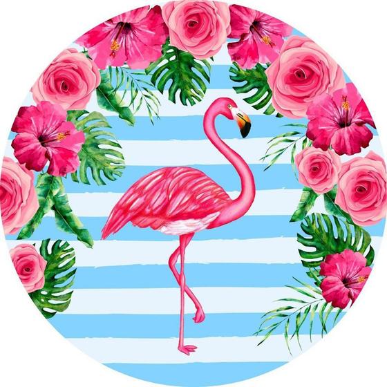 Imagem de Painel Redondo Tecido Sublimado 3D Flamingo WRD-4364