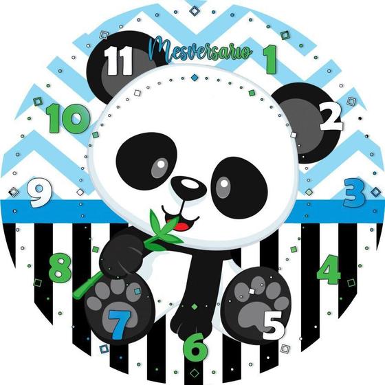 Imagem de Painel Redondo Tecido Sublimado 3D Panda Azul WRD-5326