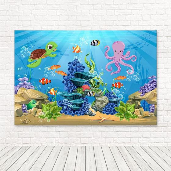 Imagem de Painel Retangular 3D Sublimado Fundo Do Mar 2,0X1,5 Frt-4221