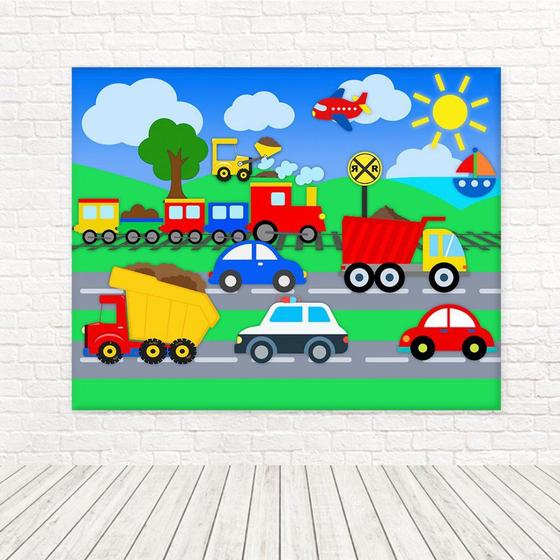 Painel Retangular Tecido Carrinhos 2,00 x 1,50 WRT-5343 Menor preço em Painel Retangular Tecido Carrinhos 2,00 x 1,50 WRT-5343