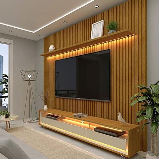 Painel Ripado com Rack para Tv até 75 Polegadas Led 3 Gavetas 2 Prateleiras com Rodízios 230cm é boa?