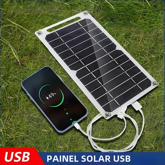 Imagem de Painel Solar Portátil À Prova D'água Banco De Carregamento USB Para Caminhadas Ao Ar Livre