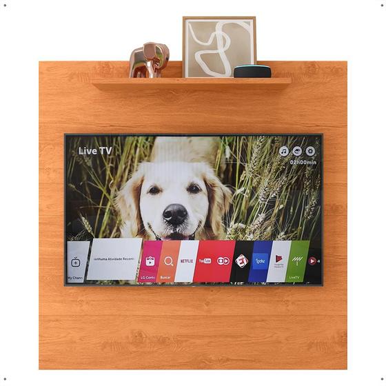 Imagem de Painel Star Tv 32 Polegadas Prateleira Superior Inferior 90x90 Decoração Multiuso Sala Estar Quarto Recepção Cinamomo - Lojas RPM