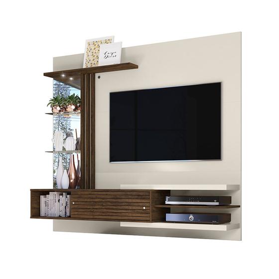 Painel Suspenso com Bancada Para TV até 55 Pol. Frizz Off White/Savana - Madetec Menor preço em Painel Suspenso com Bancada Para TV até 55 Pol. Frizz Off White/Savana - Madetec