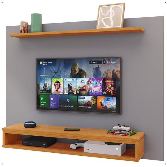 Painel Suspenso Nairóbi Prateleira Superior Nicho Tv 48 Polegadas Sala Estar Quarto-Cinza/Cinamomo Menor preço em Painel Suspenso Nairóbi Prateleira Superior Nicho Tv 48 Polegadas Sala Estar Quarto-Cinza/Cinamomo