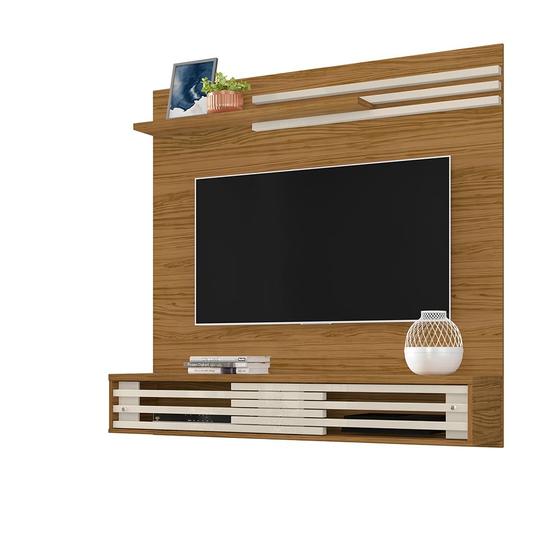 Imagem de Painel Suspenso Nevada Home Theater p/ TV 55" Sala Naturale/ Off White - Bela Móveis