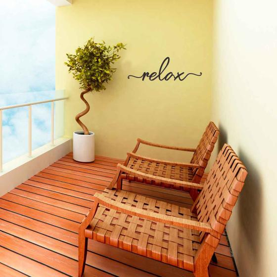 Imagem de Palavra Aplique de Parede Relax em Madeira 43x14 cm