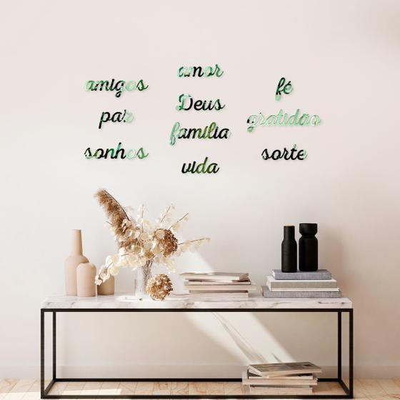 Imagem de Palavras Decorativas Positivas Espelhadas Verde