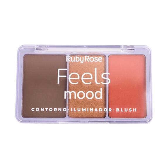 Paleta de Contorno, Iluminador e Blush Feels Mood Ruby Rose Menor preço em Paleta de Contorno, Iluminador e Blush Feels Mood Ruby Rose