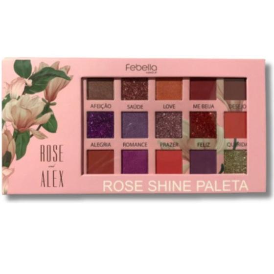 Imagem de Paleta De Sombras 21 Cores Febella Rosa Shine Febella Makeup