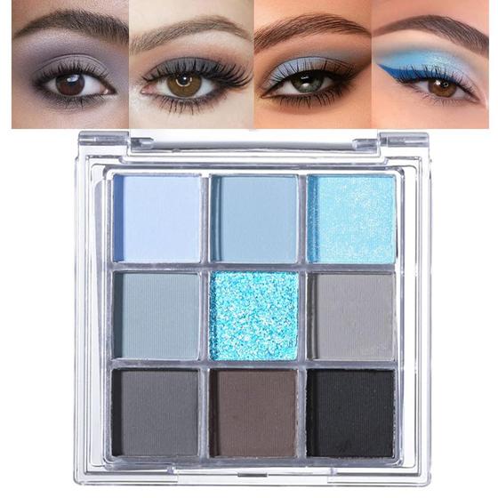 Imagem de Paleta de sombras CAKAILA 9 cores azul cinza impermeável