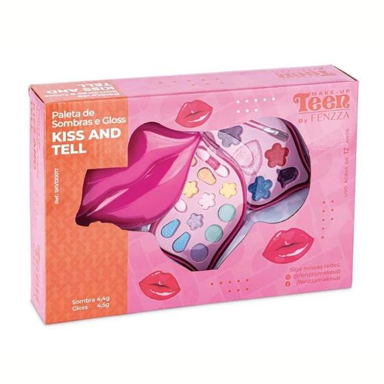 Imagem de Paleta de sombras e gloss kiss and tell kids fenzza