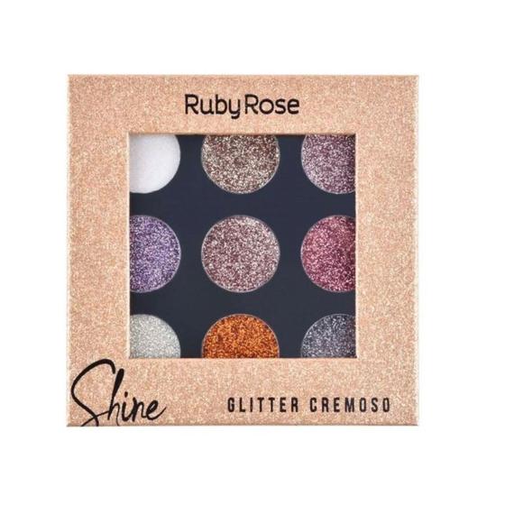 Imagem de Paleta De Sombras Ruby Rose Shine Glitter Cremoso 9 Cores