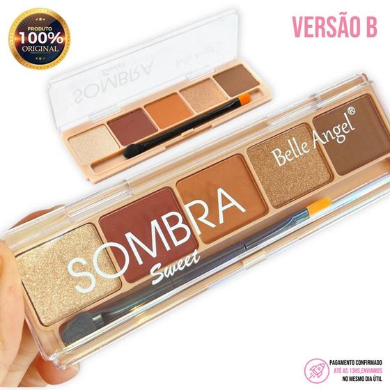 Imagem de Paleta de Sombras Sweet da Belle Angel Versão B 5 Cores Lindas Matte e Cintilante