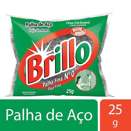 Imagem de Palha de Aço Brillo Fina Nº0 Uso Profissional 25g Embalagem com 20 Unidades