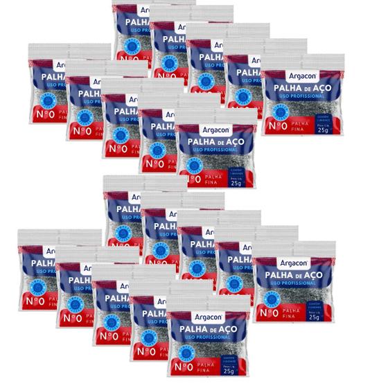 Imagem de Palha De Aço Número 0 Argacon Profissional Kit 20 Unidades