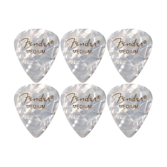 Imagem de Palheta Fender Medium Celuloide Premium 351 Shape White Moto Quantidade:6 Pçs