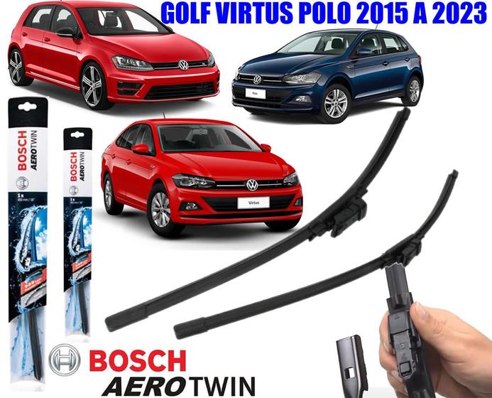 Imagem de Palheta Limpador Parabrisa Originial Bosch Aero Twin VW Golf Virtus Polo 2015 2016 2017 2018 2019 2020 2021 2022 2023