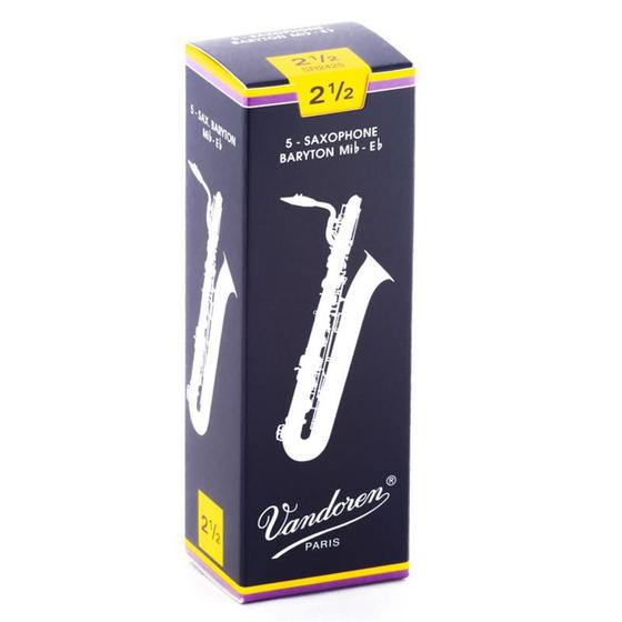 Imagem de Palheta Sax Baritono Nº 2,5 Tradicional SR2425 Cx C/ 5 - Vandoren