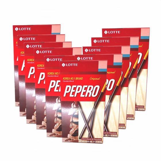 Imagem de Palito De Chocolate Lotte Pepero 47g - (Kit com 10)