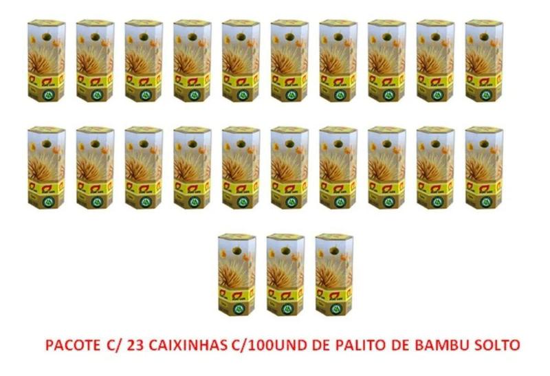 Imagem de Palito Dente Bambu  2300 Und Fiat Lux Pacote Com 23 caixas C/100un cada
