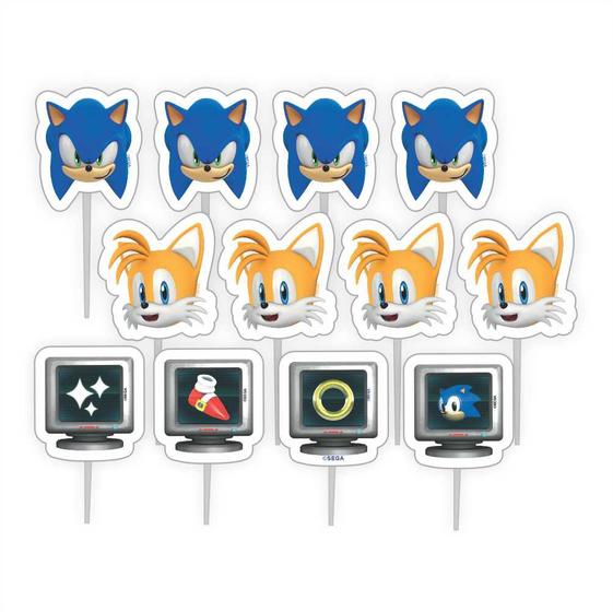 Imagem de Palitos Decorados Sonic EVA Topper Para Doces e cupcakes