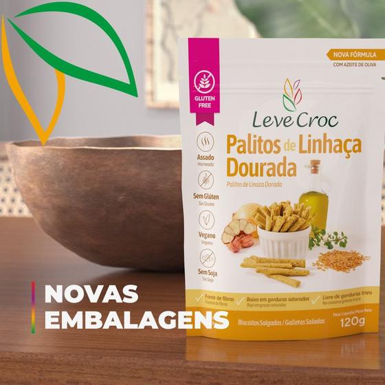 Imagem de Palitos salgado linhaça dourada sem glúten 120g - leve croc