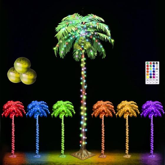 Imagem de Palmeira iluminada por LED HEYCOLOR 5FT com luzes que mudam de cor