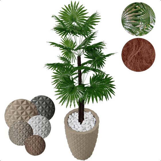 Imagem de Palmeira Leque Artificial Grande com Vaso Decoração para Sala