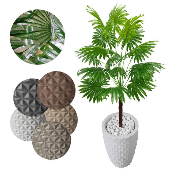 Imagem de Palmeira Leque Artificial Grande com Vaso Decoração para Sala