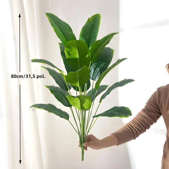 Imagem de Palmeira Tropical Artificial Grande (88cm) - 24 Folhas Realistas - Monstera e Strelitzia