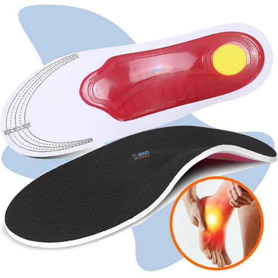 Palmilha Anatômica Correção Pé Chato e Plano Joelho Valgo Fascite Plantar Esporão Original - Ergo Premium