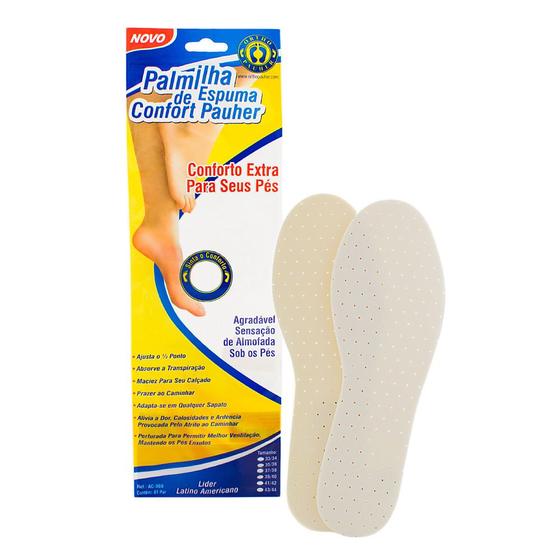 Imagem de Palmilha Ortho Pauher Confort Pauher 39/40 Unissex com 1 Par