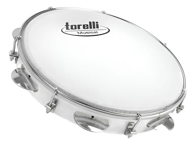 Imagem de Pandeiro 10'' Branco Corpo Abs E Pele Náilon Torelli Tp309
