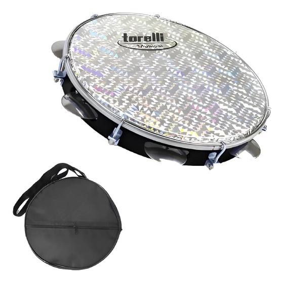 Imagem de Pandeiro 10'' Preto Injetado Em Abs Torelli Tp308c Com Capa