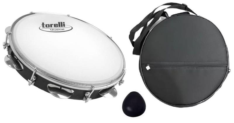 Imagem de Pandeiro 10'' torelli tp309 pele leitosa + capa simples
