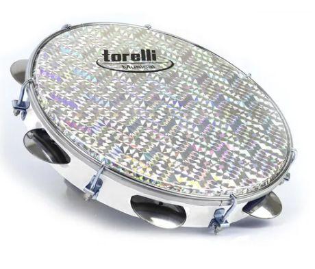 Imagem de Pandeiro Branco 10" Pele Holografica Torelli - TP308BC Abs