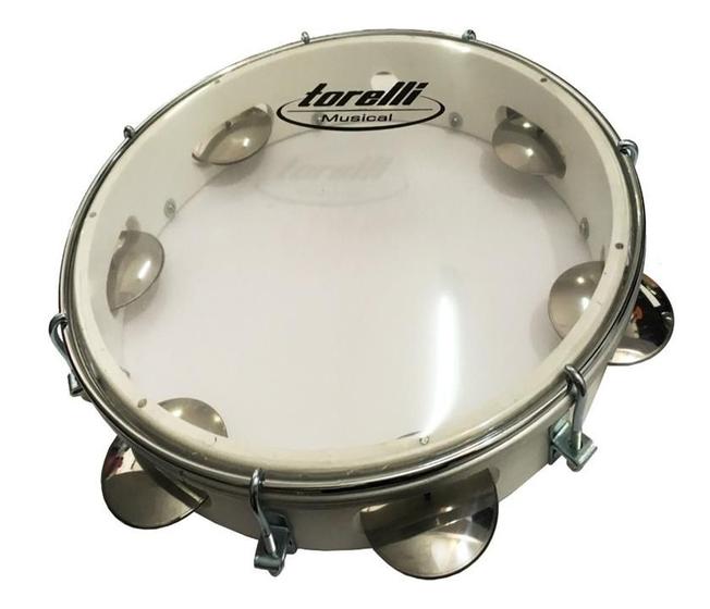 Imagem de Pandeiro com Pele Transparente Torelli 10" Branco Tp348bc