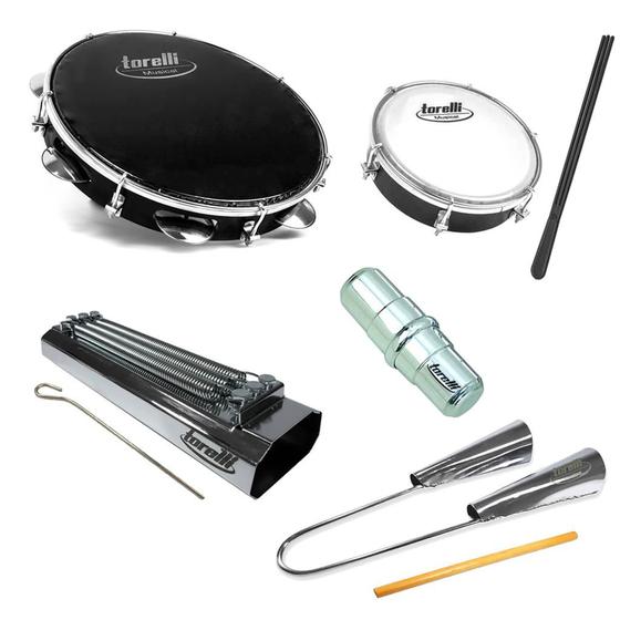 Pandeiro tp301 + ganzá tg550 + tamborim + agogo + reco tr501 TORELLI