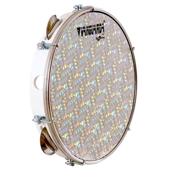 Imagem de Pandeiro Vanguarda Spanking Abs Branco 10" Pele Holográfica