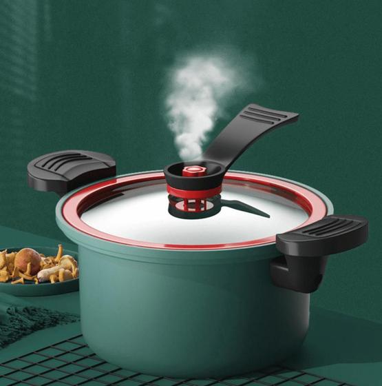 Imagem de Panela Antiaderente Grande Caçarola Com tampa Mini Pressão Anti Aderente Cozinha Sopa Carne