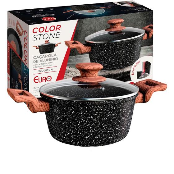 Imagem de Panela Caçarola Antiaderente Cerâmico Fogão Indução Colorstone Wooden 20cm - Euro Home